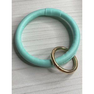 Leather Wristlet Keychain Bracelet Bangle Keyring - Turquoise